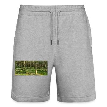 Lichter Waldlandschaft Druckdesign - Stanley/Stella Unisex Bio Joggingshorts Trainer  - Grau meliert - Vorne - Nik (191cm) & Marisol (170cm)
