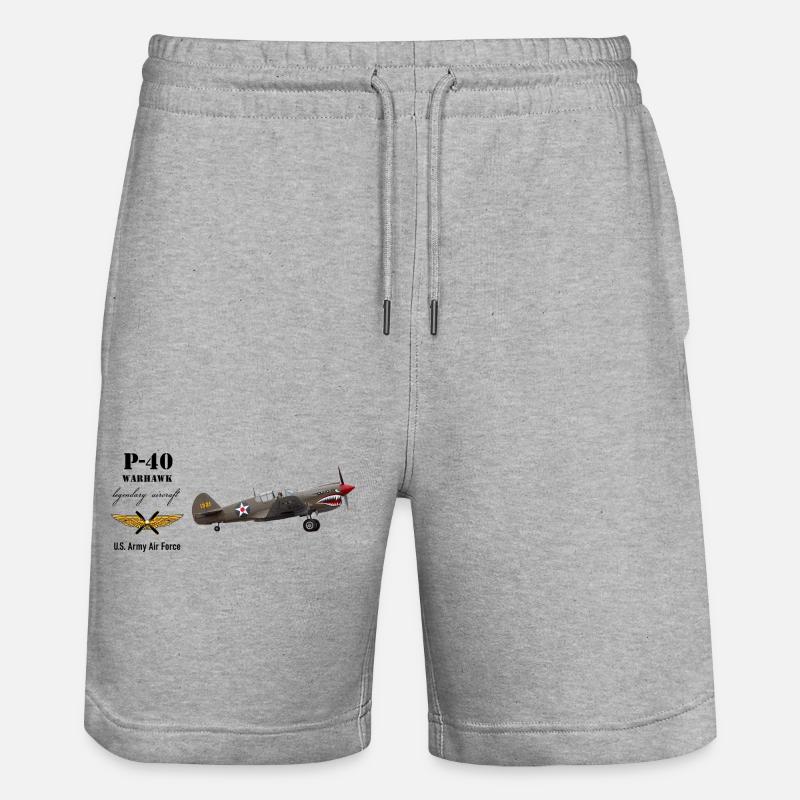 P-40 Warhawk - Stanley/Stella Unisex Bio Joggingshorts Trainer  - Grau meliert