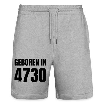 Design 17 – Né en 4730 - Short de jogging bio TRAINER Stanley/Stella unisexe - gris chiné - Devant - Nik (191cm) & Marisol (170cm)