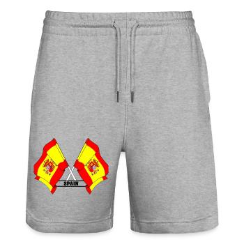 Gekreuzte spanische Flaggen mit SPANIEN - Stanley/Stella Unisex Bio Joggingshorts Trainer  - Grau meliert - Vorne - Nik (191cm) & Marisol (170cm)