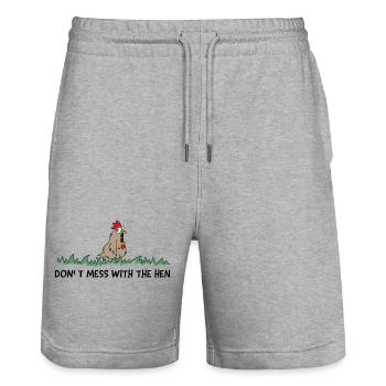 dont mess with the hen chicken - Stanley/Stella Unisex Bio Joggingshorts Trainer  - Grau meliert - Vorne - Nik (191cm) & Marisol (170cm)