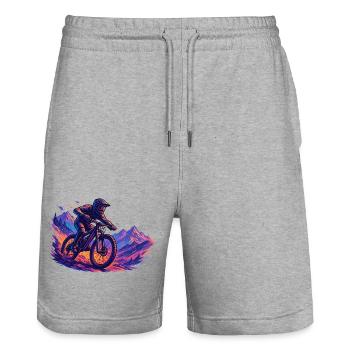 MTB Mountainbiking Mountainbiker Hobby Geschenk - Stanley/Stella Unisex Bio Joggingshorts Trainer  - Grau meliert - Vorne - Nik (191cm) & Marisol (170cm)
