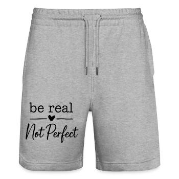 be real not perfect - Stanley/Stella Unisex Bio Joggingshorts Trainer  - Grau meliert - Vorne - Nik (191cm) & Marisol (170cm)
