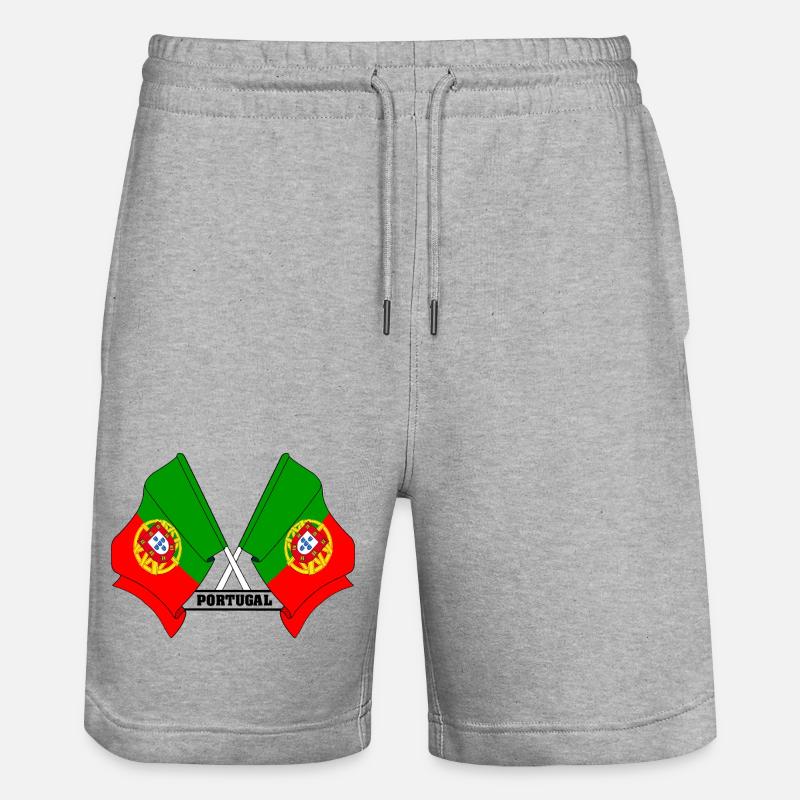 Drapeaux portugais croisés avec texte - Short de jogging bio TRAINER Stanley/Stella unisexe - gris chiné