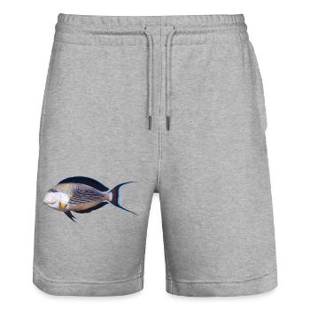 Fisch - Stanley/Stella Unisex Bio Joggingshorts Trainer  - Grau meliert - Vorne - Nik (191cm) & Marisol (170cm)
