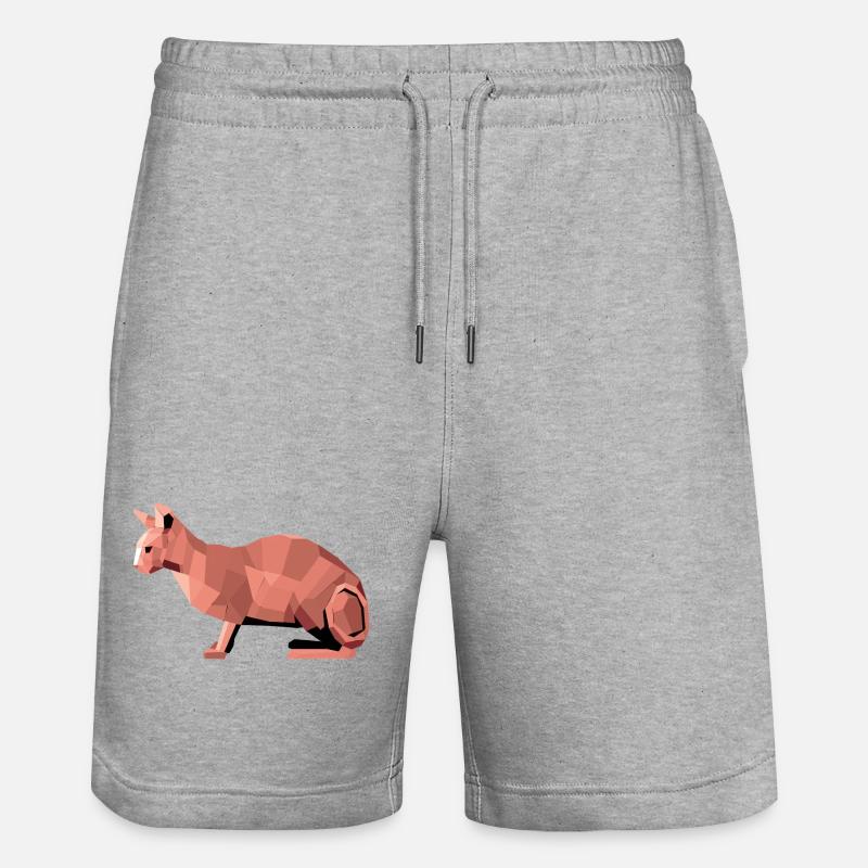 Sphynx Low Poly Cat – Geometrisches Design - Stanley/Stella Unisex Bio Joggingshorts Trainer  - Grau meliert