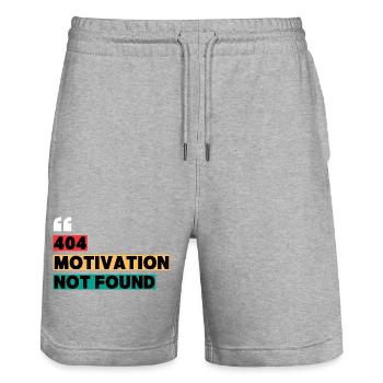404 Motivation Not Found – Funny Quote - Stanley/Stella Trainer Unisex Organic Jogging Shorts - heather grey - Front - Nik (191cm) & Marisol (170cm)