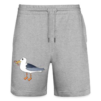 Seagull and Wattwurm Wattn Team - Stanley/Stella Trainer Unisex Organic Jogging Shorts - heather grey - Front - Nik (191cm) & Marisol (170cm)
