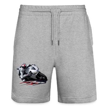 Sport automobile - Short de jogging bio TRAINER Stanley/Stella unisexe - gris chiné - Devant - Nik (191cm) & Marisol (170cm)