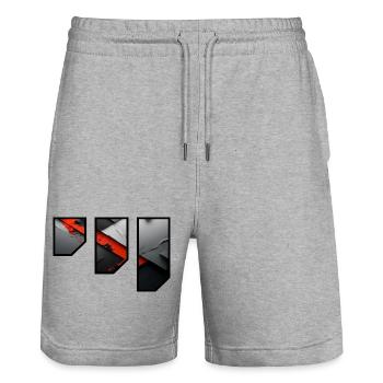 Abstraktes rotes und graues Reißmuster - Stanley/Stella Unisex Bio Joggingshorts Trainer  - Grau meliert - Vorne - Nik (191cm) & Marisol (170cm)