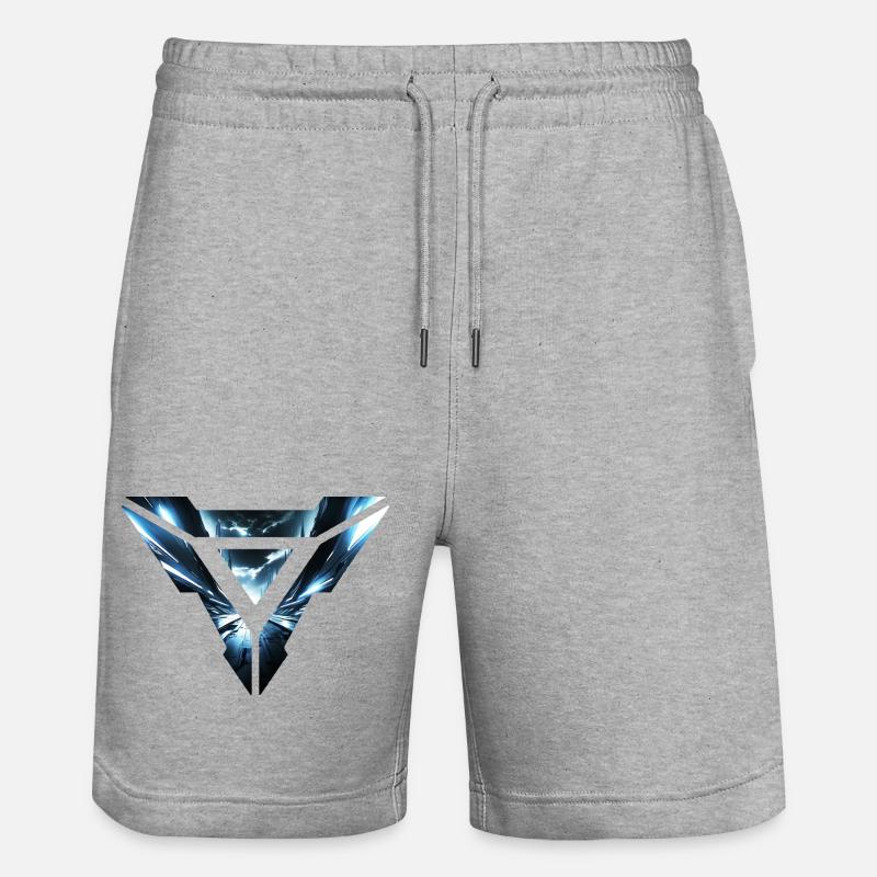 Futuristic Cyber Realm Triangular Design - Stanley/Stella Trainer Unisex Organic Jogging Shorts - heather grey