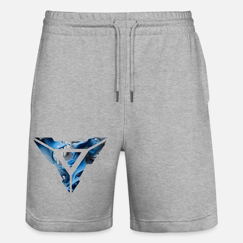 Abstract Blue Fluid Triangular Design - Stanley/Stella Trainer Unisex Organic Jogging Shorts - heather grey