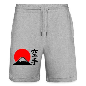 Fuji-San - Stanley/Stella Trainer Unisex Organic Jogging Shorts - heather grey - Front - Nik (191cm) & Marisol (170cm)