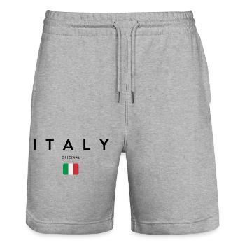 Fierté italienne, design minimaliste et élégant - Short de jogging bio TRAINER Stanley/Stella unisexe - gris chiné - Devant - Nik (191cm) & Marisol (170cm)