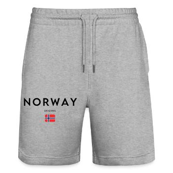 Norwegian pride, minimalist sleek design - Stanley/Stella Trainer Unisex Organic Jogging Shorts - heather grey - Front - Nik (191cm) & Marisol (170cm)