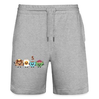Cute Food & Beverage Breakfast Pattern - Stanley/Stella Trainer Unisex Organic Jogging Shorts - heather grey - Front - Nik (191cm) & Marisol (170cm)