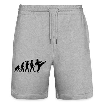 Karate Evolution - Stanley/Stella Trainer Unisex Organic Jogging Shorts - heather grey - Front - Nik (191cm) & Marisol (170cm)