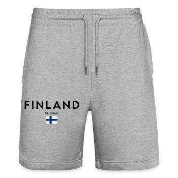 Finnischer Stolz, minimalistisches, schlankes Design - Stanley/Stella Unisex Bio Joggingshorts Trainer  - Grau meliert - Vorne - Nik (191cm) & Marisol (170cm)