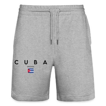 Cuban pride, minimalist sleek design - Stanley/Stella Trainer Unisex Organic Jogging Shorts - heather grey - Front - Nik (191cm) & Marisol (170cm)