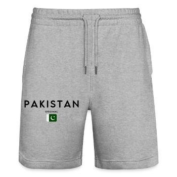 Pakistani pride, minimalist sleek design - Stanley/Stella Trainer Unisex Organic Jogging Shorts - heather grey - Front - Nik (191cm) & Marisol (170cm)