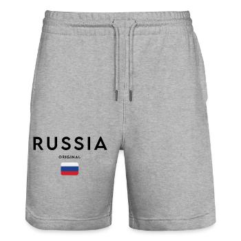 Fierté russe, design minimaliste et élégant - Short de jogging bio TRAINER Stanley/Stella unisexe - gris chiné - Devant - Nik (191cm) & Marisol (170cm)