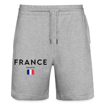 French pride, minimalist sleek design - Stanley/Stella Trainer Unisex Organic Jogging Shorts - heather grey - Front - Nik (191cm) & Marisol (170cm)