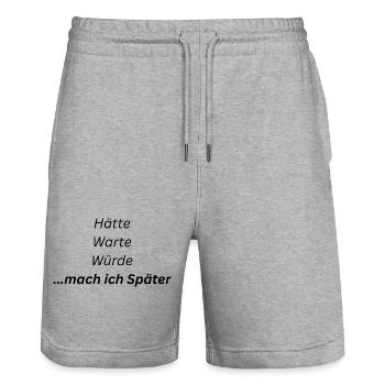 Mach_ich_spaeter - Stanley/Stella Trainer Unisex Organic Jogging Shorts - heather grey - Front - Nik (191cm) & Marisol (170cm)