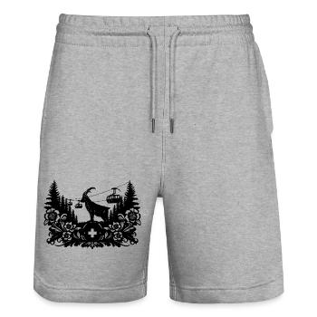 Steinbock_1_black - Stanley/Stella Unisex Bio Joggingshorts Trainer  - Grau meliert - Vorne - Nik (191cm) & Marisol (170cm)