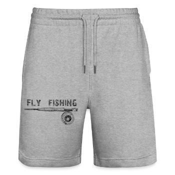 Fly fishing - Stanley/Stella Unisex Bio Joggingshorts Trainer  - Grau meliert - Vorne - Nik (191cm) & Marisol (170cm)