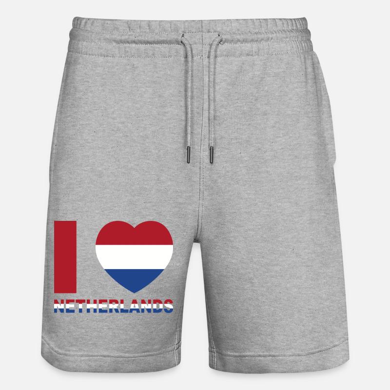 Coeur avec drapeau des Pays-Bas - Short de jogging bio TRAINER Stanley/Stella unisexe - gris chiné
