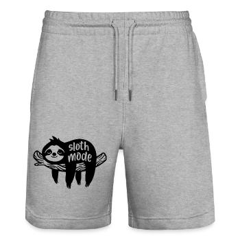 Motif plume aux couleurs pastel - Short de jogging bio TRAINER Stanley/Stella unisexe - gris chiné - Devant - Nik (191cm) & Marisol (170cm)