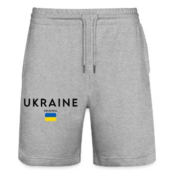 Ukrainischer Stolz, minimalistisches, elegantes Design - Stanley/Stella Unisex Bio Joggingshorts Trainer  - Grau meliert - Vorne - Nik (191cm) & Marisol (170cm)