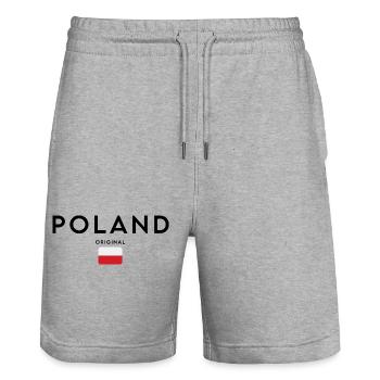 Polish pride, minimalist sleek design - Stanley/Stella Trainer Unisex Organic Jogging Shorts - heather grey - Front - Nik (191cm) & Marisol (170cm)