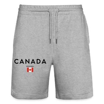Canadian pride, minimalist sleek design - Stanley/Stella Trainer Unisex Organic Jogging Shorts - heather grey - Front - Nik (191cm) & Marisol (170cm)