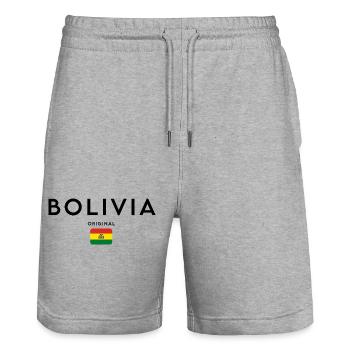 Bolivian pride, minimalist sleek design - Stanley/Stella Trainer Unisex Organic Jogging Shorts - heather grey - Front - Nik (191cm) & Marisol (170cm)