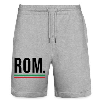 🇮🇹 ROM – Chemise de ville minimaliste en Italie- - Short de jogging bio TRAINER Stanley/Stella unisexe - gris chiné - Devant - Nik (191cm) & Marisol (170cm)