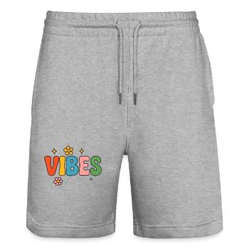 Fröhliche Vibes in Pastellfarben - Stanley/Stella Unisex Bio Joggingshorts Trainer  - Grau meliert - Vorne - Nik (191cm) & Marisol (170cm)