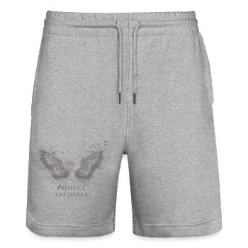 angelwings,protect the dolls, engelsflügel, lgbt - Stanley/Stella Unisex Bio Joggingshorts Trainer  - Grau meliert - Vorne - Nik (191cm) & Marisol (170cm)