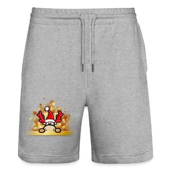 Weihnachten mit Rentier Elmondo - Stanley/Stella Unisex Bio Joggingshorts Trainer  - Grau meliert - Vorne - Nik (191cm) & Marisol (170cm)