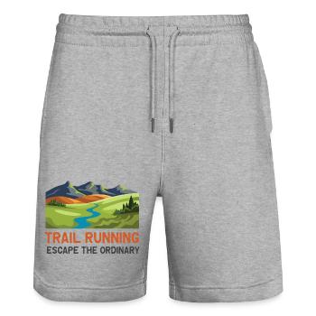 Trail running - Évadez-vous de l’ordinaire - Short de jogging bio TRAINER Stanley/Stella unisexe - gris chiné - Devant - Nik (191cm) & Marisol (170cm)