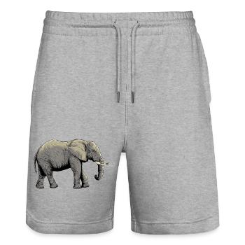 Conception individuelle de l’éléphant - Short de jogging bio TRAINER Stanley/Stella unisexe - gris chiné - Devant - Nik (191cm) & Marisol (170cm)