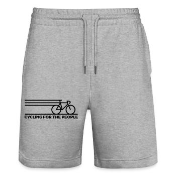 Radfahren für die Menschen - Stanley/Stella Unisex Bio Joggingshorts Trainer  - Grau meliert - Vorne - Nik (191cm) & Marisol (170cm)
