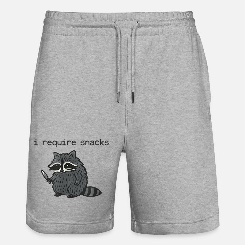 Lustig, Maskierter Waschbär, Mit, Messer - Stanley/Stella Unisex Bio Joggingshorts Trainer - Grau meliert