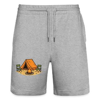 Conception de camp de camping aventureux - Short de jogging bio TRAINER Stanley/Stella unisexe - gris chiné - Devant - Nik (191cm) & Marisol (170cm)