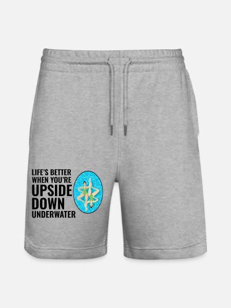 Life’s Better Upside Down Underwater Swimming - Stanley/Stella Trainer Unisex Organic Jogging Shorts - heather grey