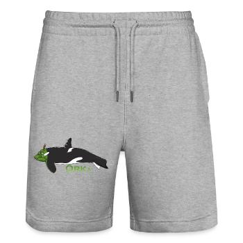 Humorvoller Orca - Stanley/Stella Unisex Bio Joggingshorts Trainer  - Grau meliert - Vorne - Nik (191cm) & Marisol (170cm)