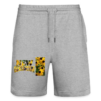 Sonnenblumenzeichnungen zur Neugeburt - Stanley/Stella Unisex Bio Joggingshorts Trainer  - Grau meliert - Vorne - Nik (191cm) & Marisol (170cm)