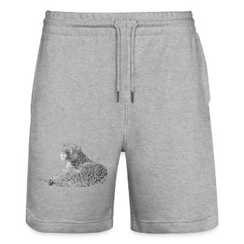 Leopard - Stanley/Stella Unisex Bio Joggingshorts Trainer  - Grau meliert - Vorne - Nik (191cm) & Marisol (170cm)