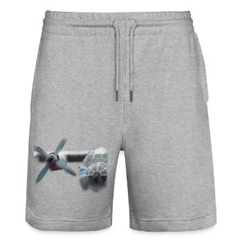 L’An-12 - Short de jogging bio TRAINER Stanley/Stella unisexe - gris chiné - Devant - Nik (191cm) & Marisol (170cm)