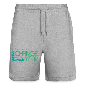 Inspirational quote annual change - Stanley/Stella Trainer Unisex Organic Jogging Shorts - heather grey - Front - Nik (191cm) & Marisol (170cm)